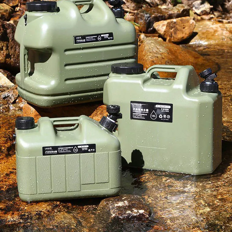 Plastic Water Bottle 10L PE Food Safe Material Green Portable Outdoor Big Water Outlet Tap Multifunctional Usage