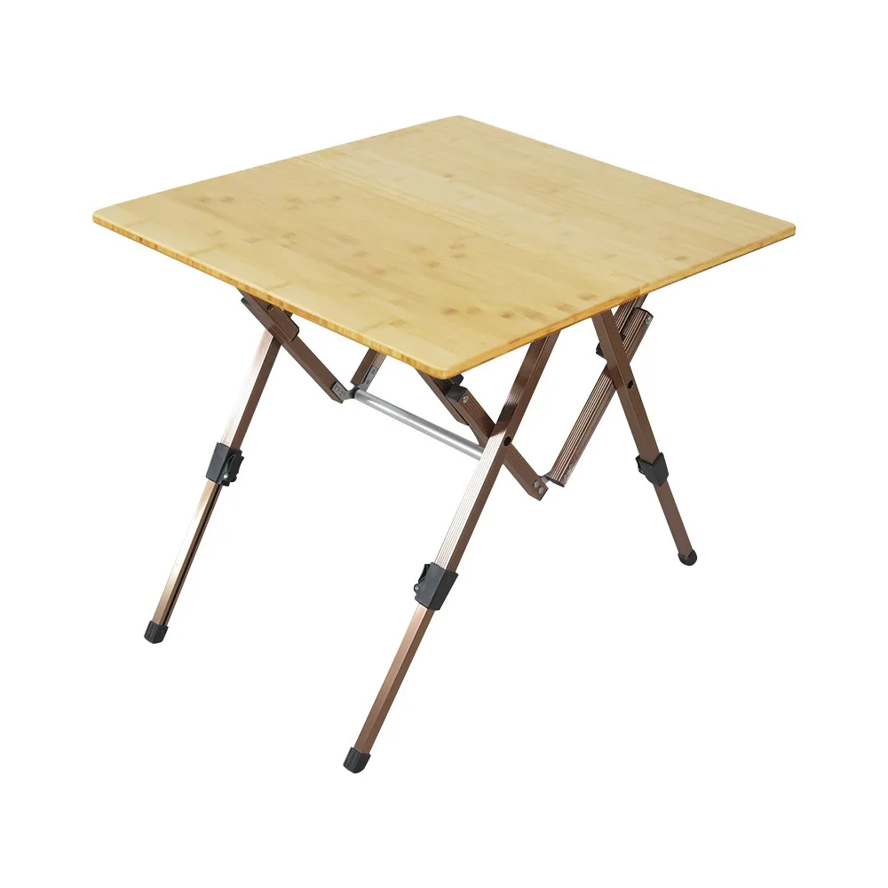 Custom Outdoor Furniture Bamboo Wooden Portable Folding Camping Wood Roll Table for Beach Picnic Camping