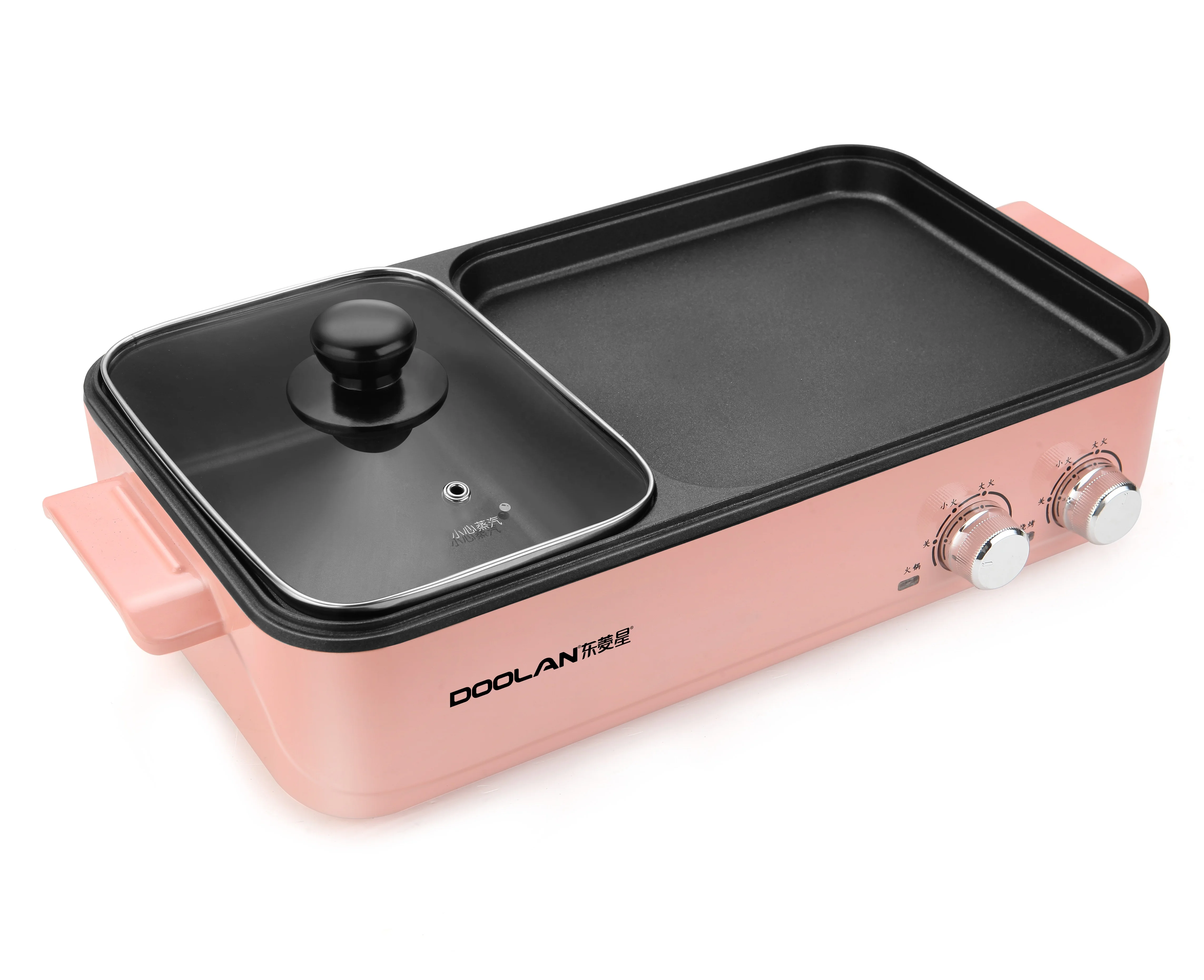 Popular Indoor Aluminum Korean student electric hot pot grill non stick shabu pot 2 in 1 multipurpose griddle pan and cooker