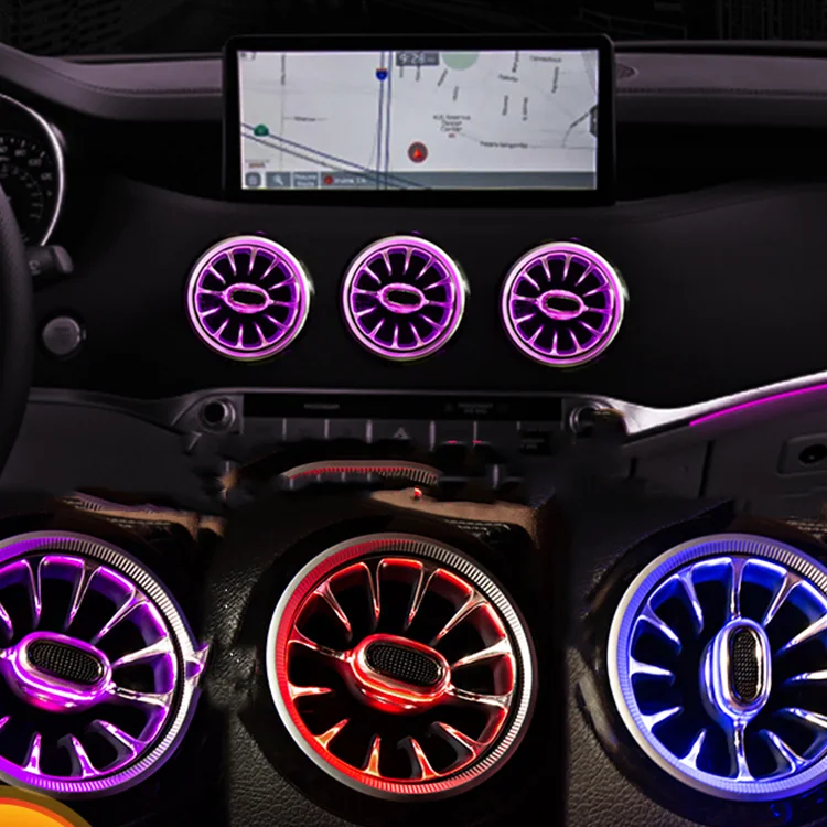 64 colors luminous turbine interior ambient turbo air car conditioner led vent light for mercedes benz universal