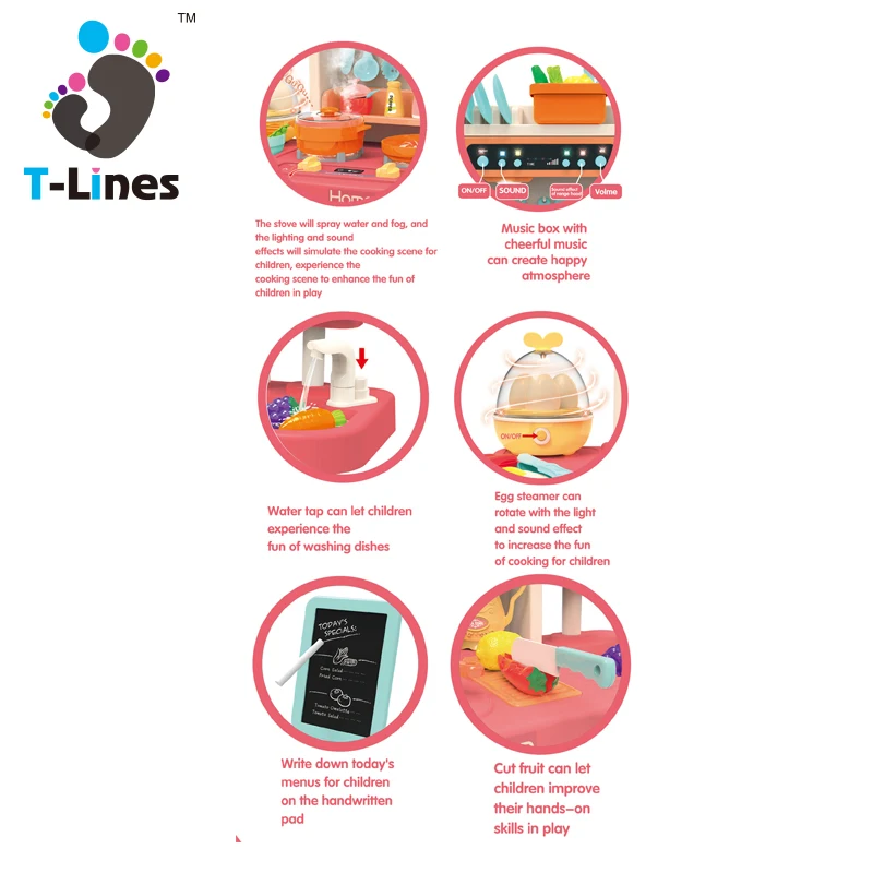 Popular Design Toy Kitchen Set Pretend Play Set Toys High Simulation Spray Water Light And Sound For Kids