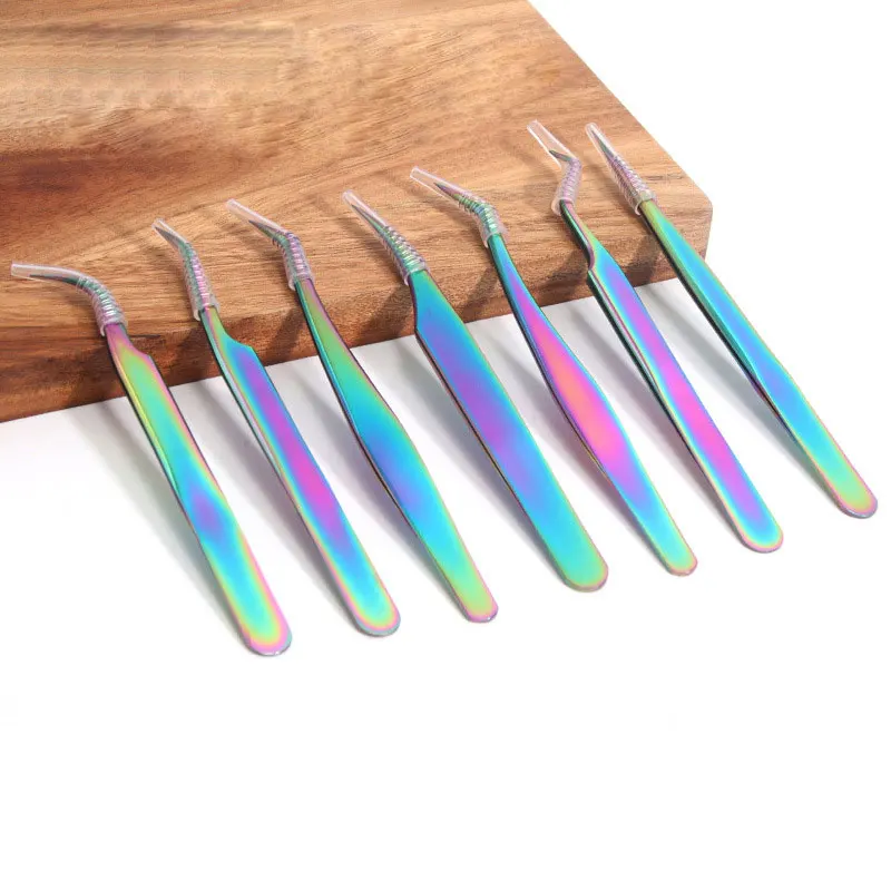 Eyelash Extension Tweezers Stainless Steel Straight and Curved Volume Lash Tweezers Set for Eyelash Extension Professional