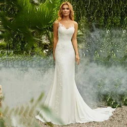 Luxury African Mermaid Wedding Dresses 2022 Lace Wedding Gowns Women Bride Dress V-Neck Sleeveless Evening Dress