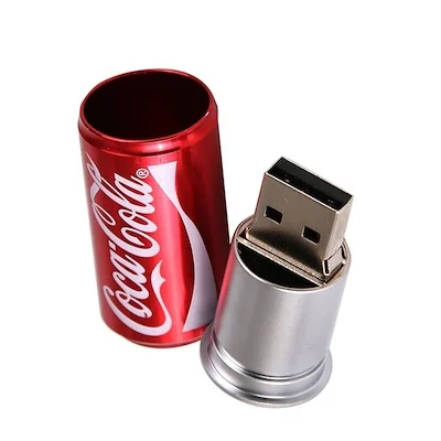 Крутые рекламные подарочные металлические флеш-накопители cola can USB с логотипом на заказ usb-накопители флешки 64 Гб гаджеты