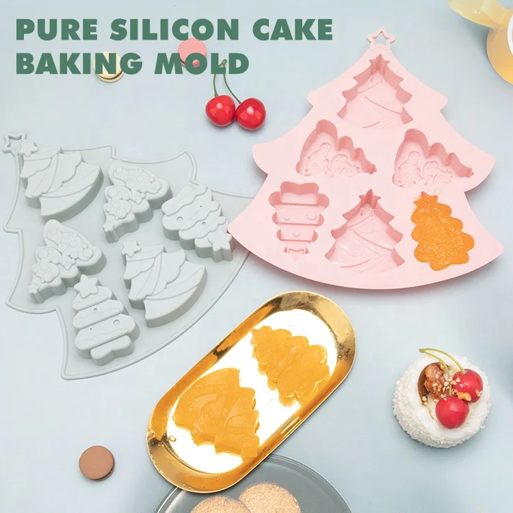 High quality  Christmas Tree Holiday baking silicone cake molds Jelly chocolate candle silicone molds