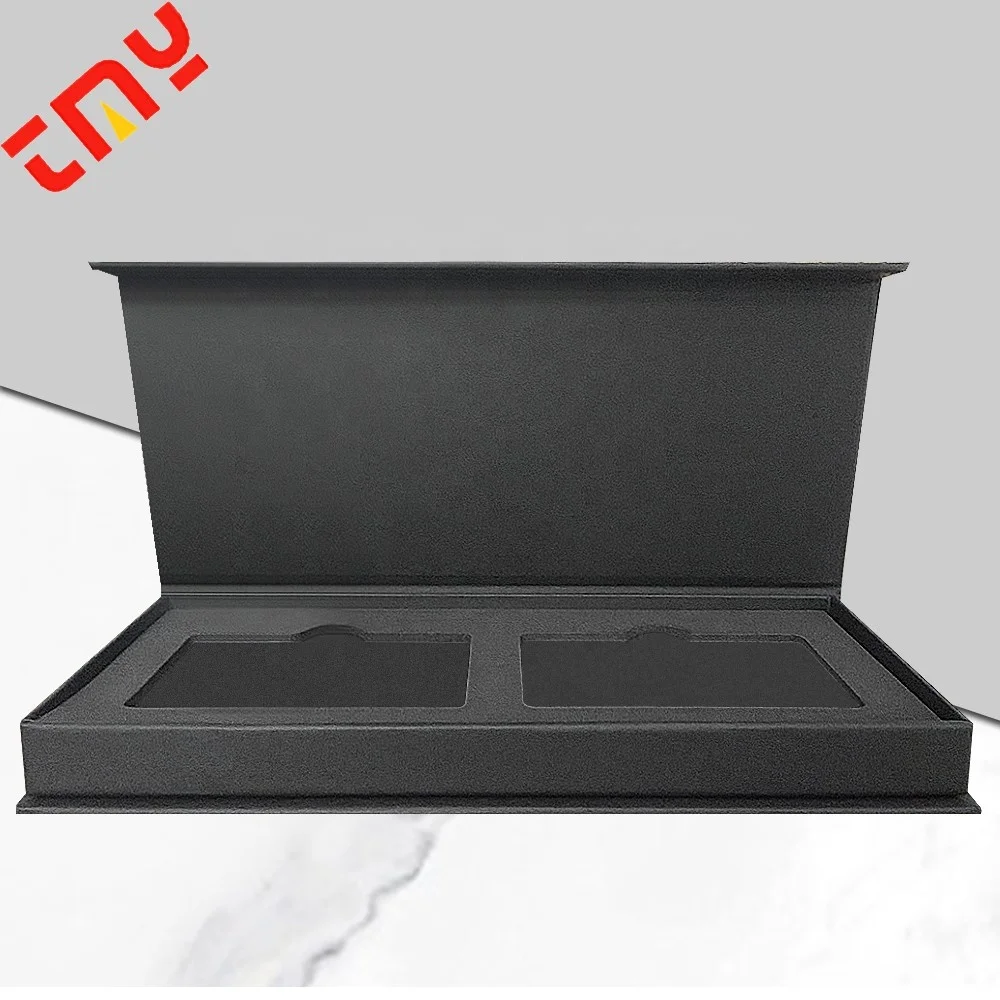 Custom High-end Cardboard Luxury Magnetic Dual Debit Card Visa Card Box Packaging Black Gift Vip Credit Business Gift Card Boxes