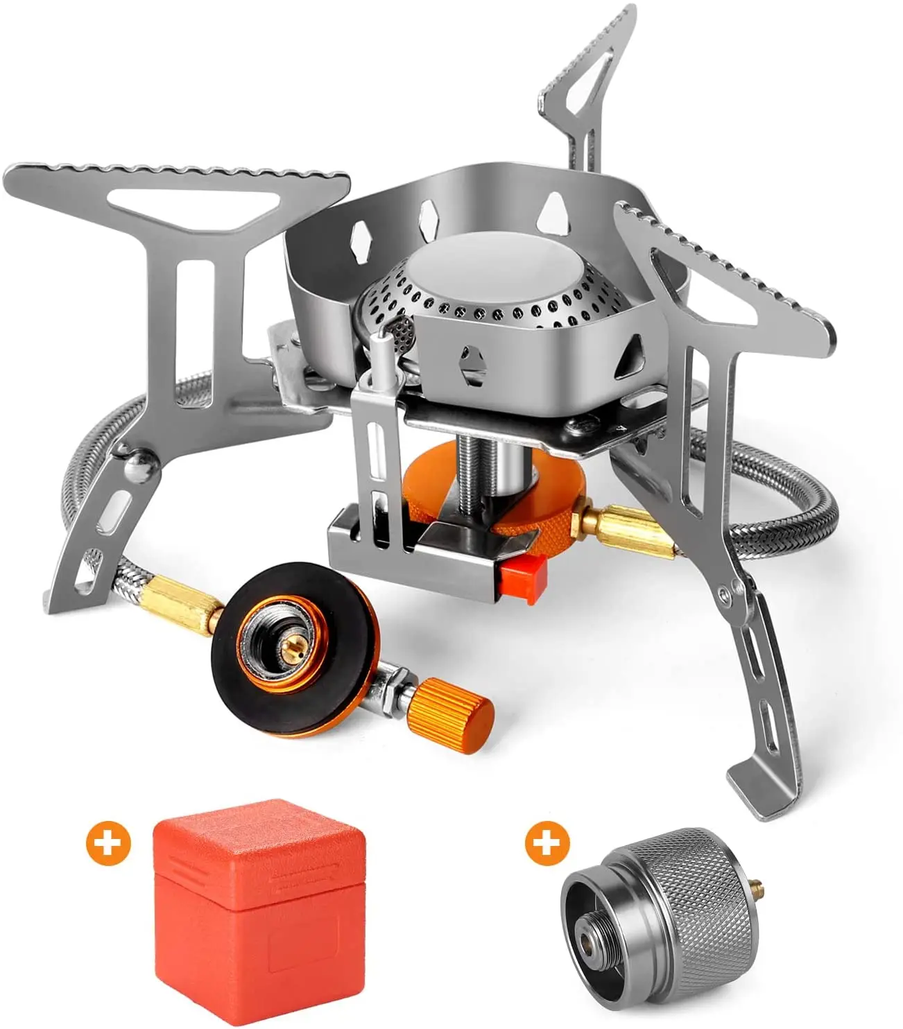 Portable Camping Stoves Backpacking Stove with Piezo Ignition Stable Support Wind-Resistance Camp Stove