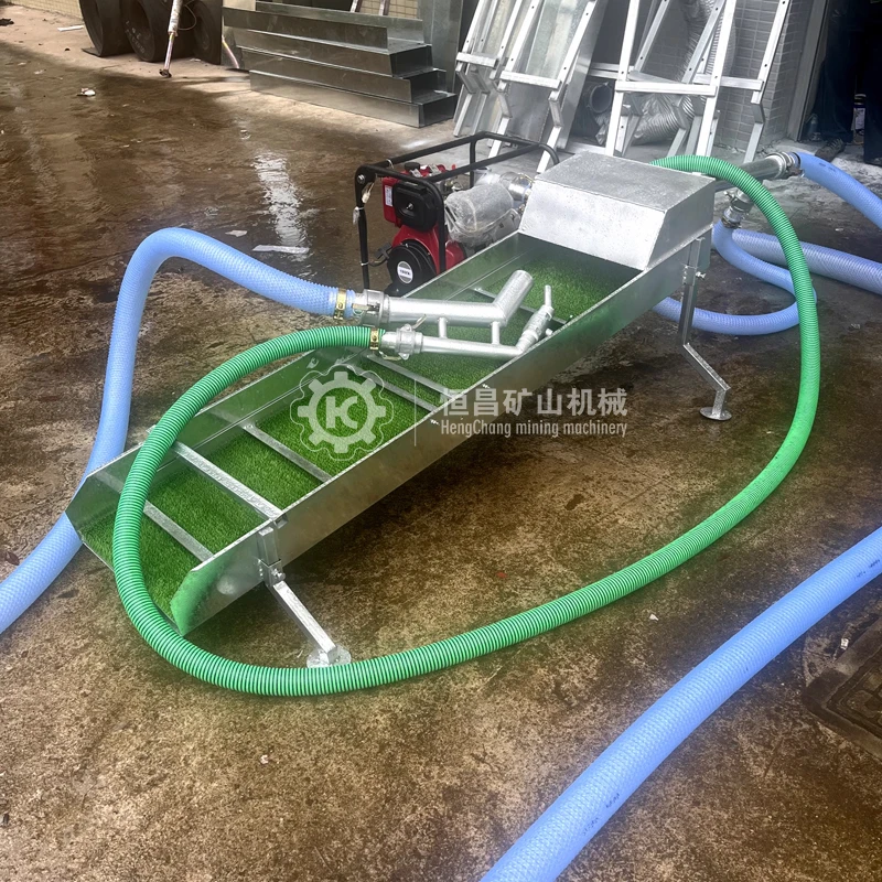 Alluvial fine gold recovery sluice box river outdoors gold mining equipment