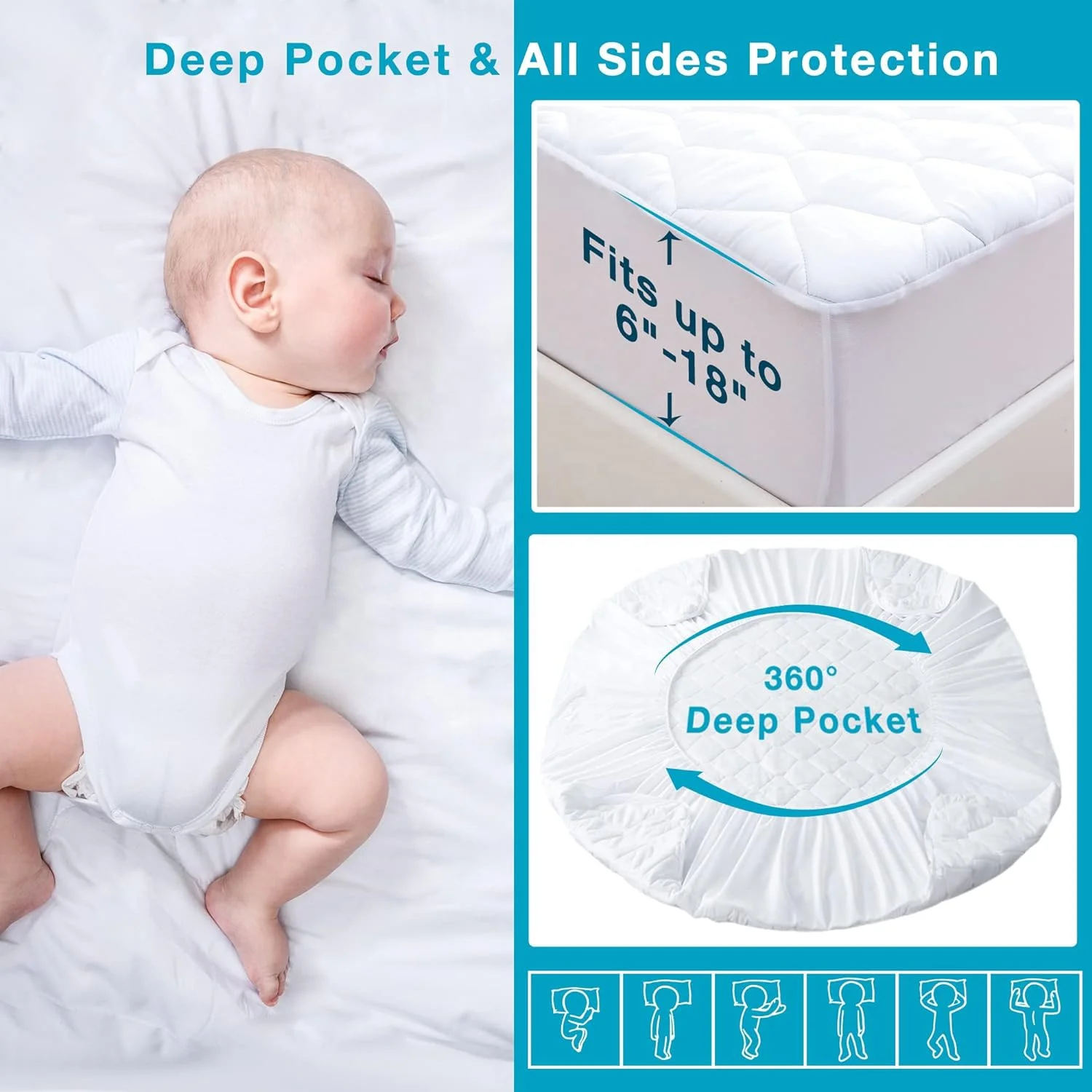 OEM Cubre Queen King Size 2 Packs Microfiber Bed Cover Bed Sheet Waterproof Bamboo Mattress Protector Cover