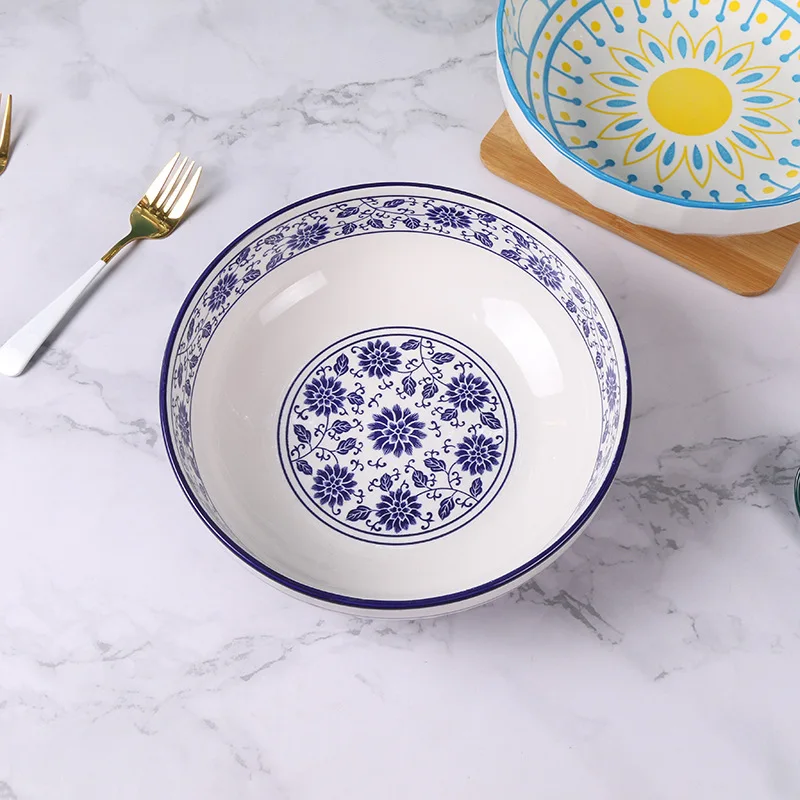 9 inch electronic bowl home Chinese tableware pattern large capacity stall soup manufacturers supply