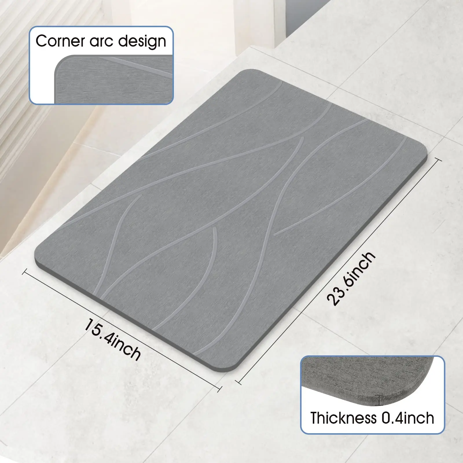 Diatomaceous Earth Shower Mat, Bathroom Mat Bath Mats for Bathroom, Diatomaceous Earth Bath Mat