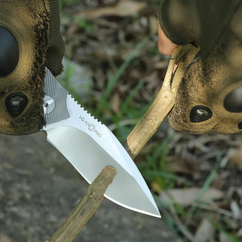 HWZBEEN New Product Explosion Titanium Alloy Handle VG-10 Blade Knife Outdoor Camping Knives Hunting for Mountaineering Trips