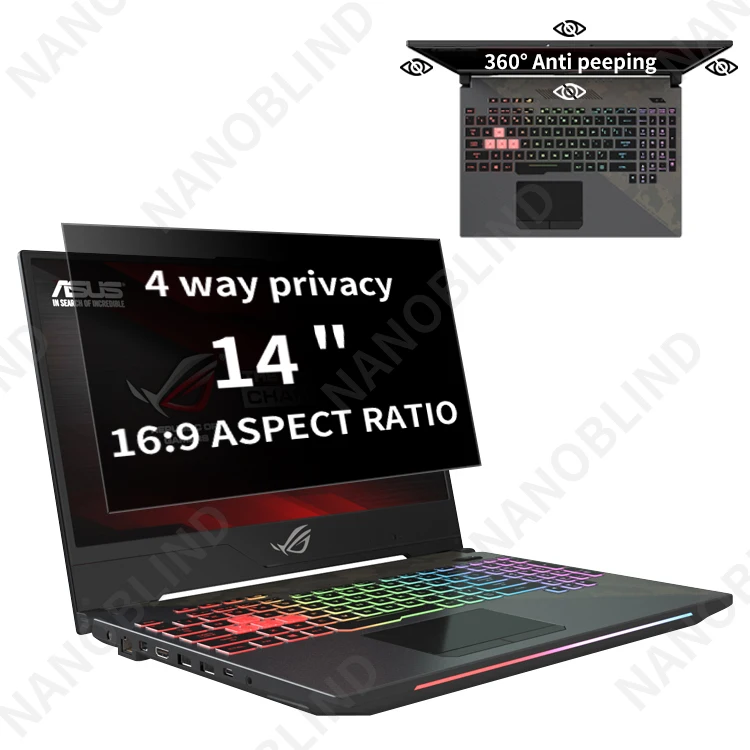 NANOBLIND, 14 дюймов, защищающий экран, Антибликовая Защитная пленка для ЖК-экрана с синим светом, защита от шпионского экрана на 360 градусов