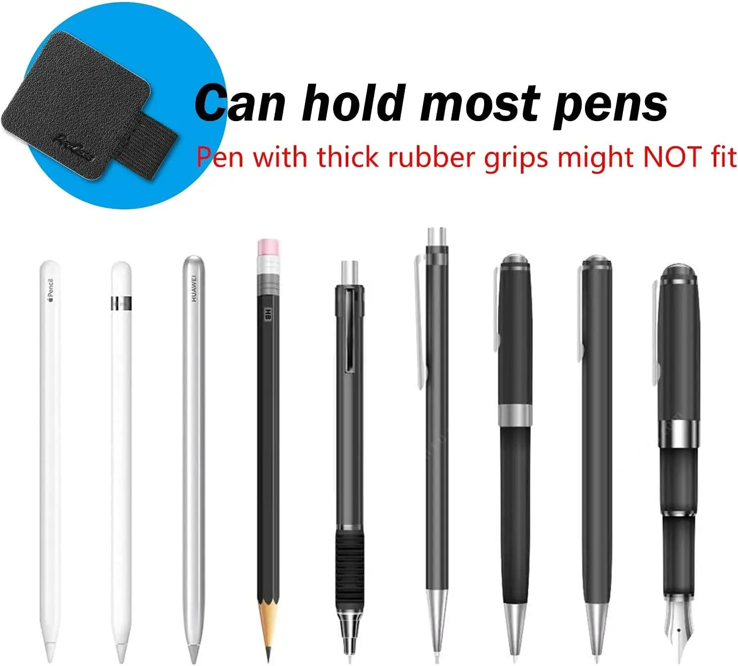 16Pcs Pen Holder Sticker Pencil Loop Elastic Band Pu Leather Pen Holder