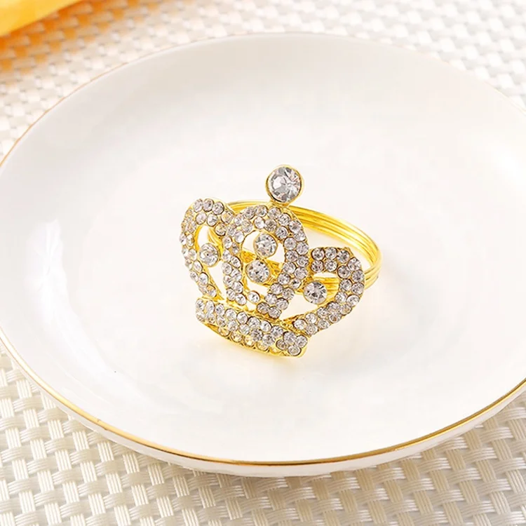 Hot Sale Fashion Rhinestone Crown Shape Napkin Ring For Wedding