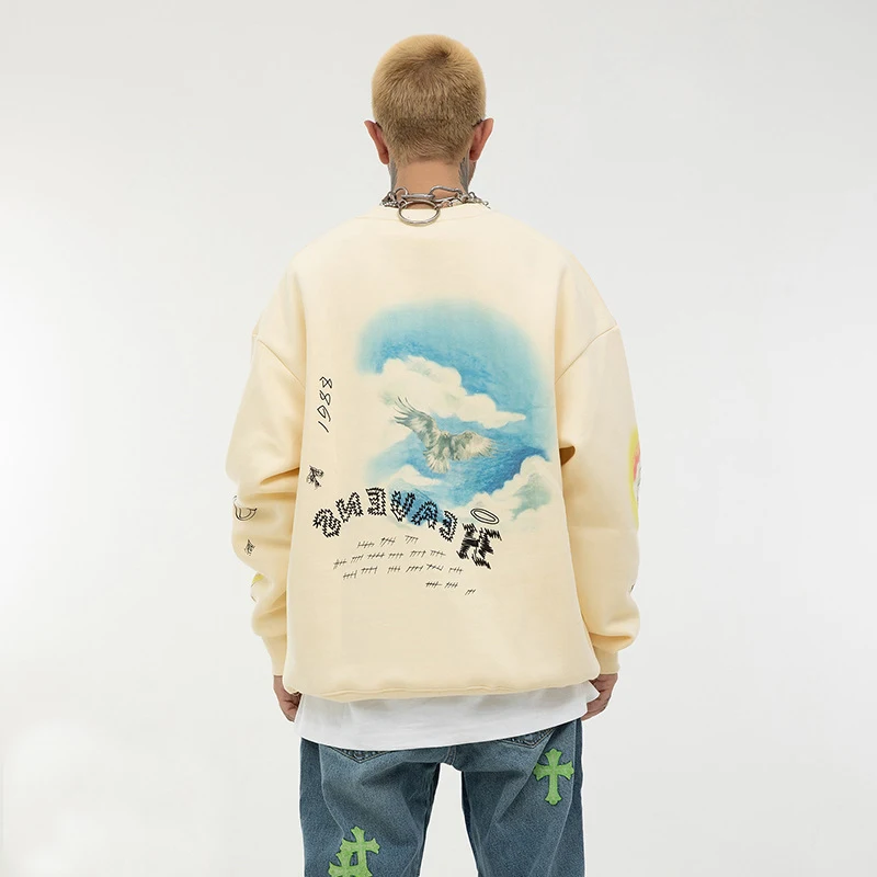New Fashion 2022 Custom Organic Cotton Digital Print Oversized Crewneck Sweatshirt Mens