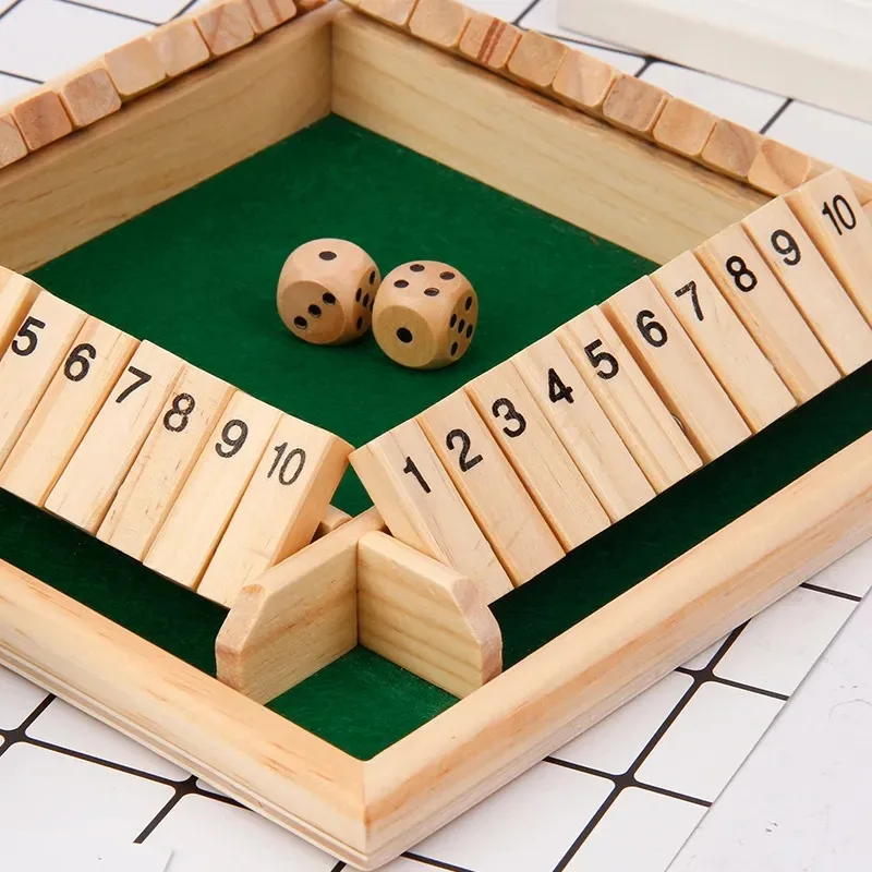 Four-Sided Flip Card Games Intellectual Educational Game Box Dice Toyswooden Number Board Games