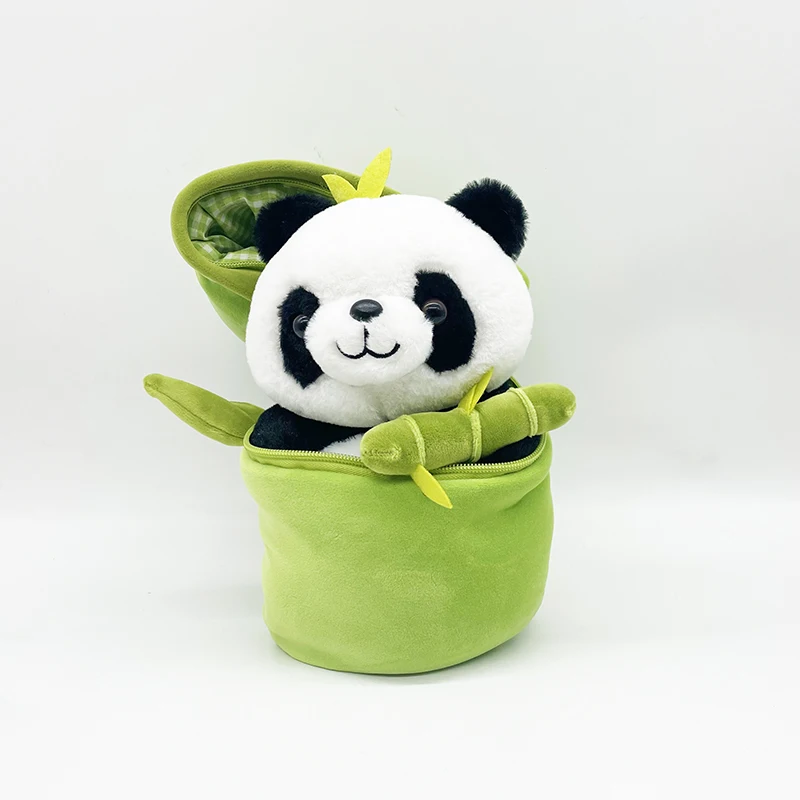 25cm Cute Bamboo Tube Panda Plush Kawaii Tearful Panda Stuffed Animal Plushie Super Soft Hugging Pillow