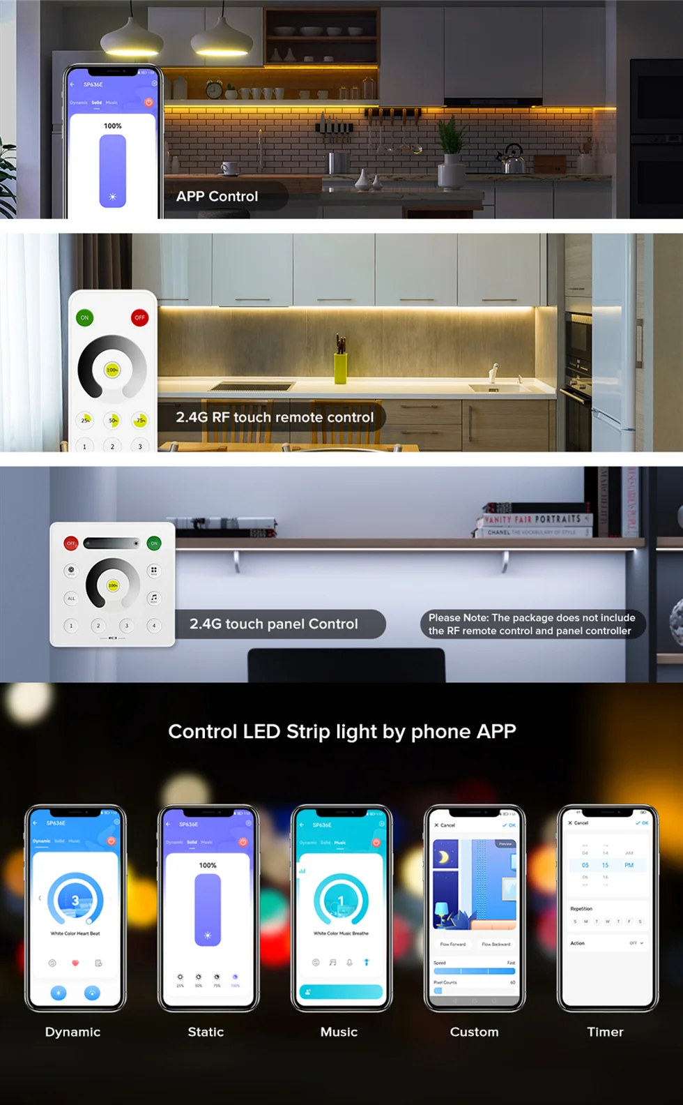 High Performance Low power 2.4G BLE Digital PWM  LED Light Strip Audio LED Controller