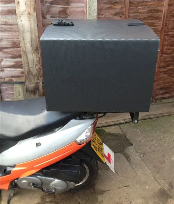 Motorcycle pizza delivery box corrugated plastic correx scooter food delivery top box moped tail box for bike