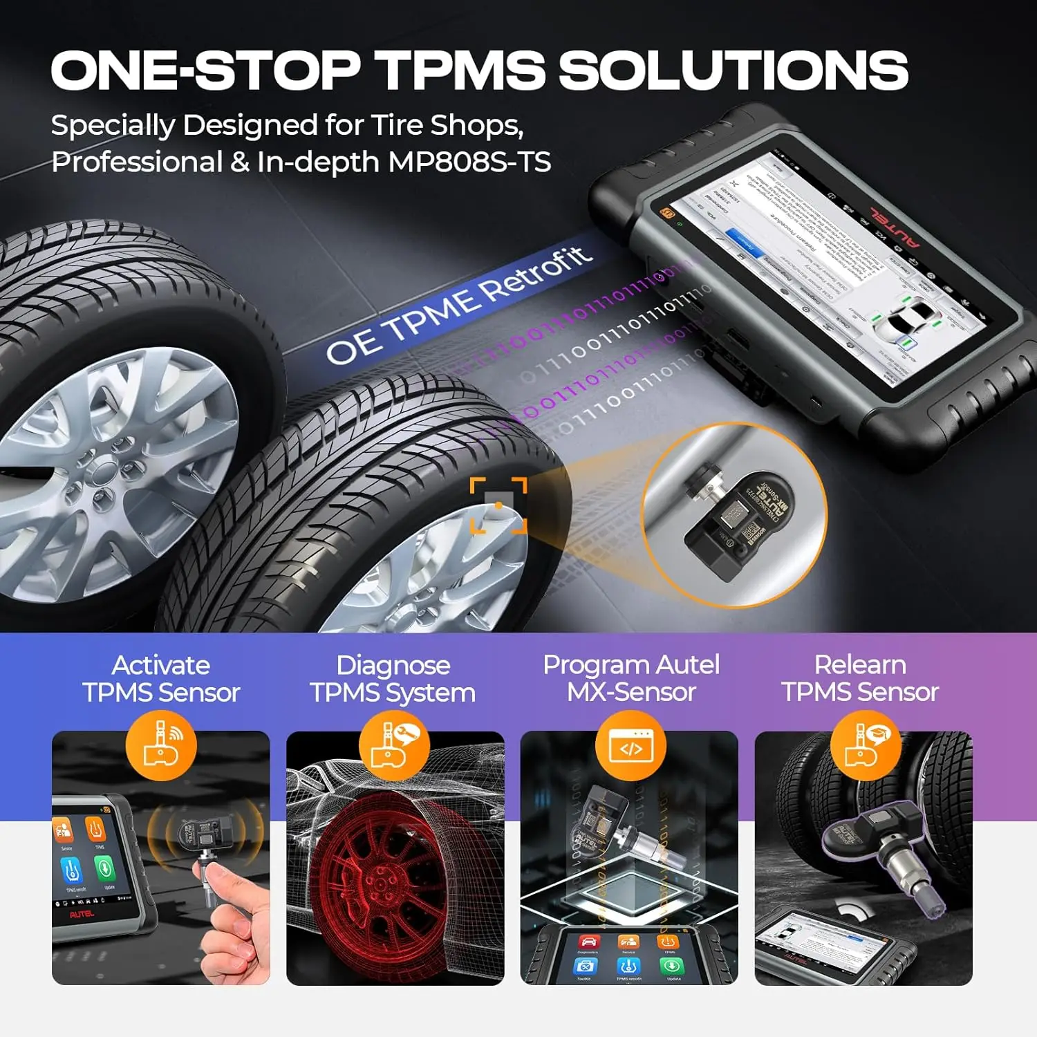 2024 TPMS Relearn Rest Programming OE ECU Coding Active Test 31 Service OBD2 Car Scanner Diagnose Autel MaxiPRO MP808S-TS