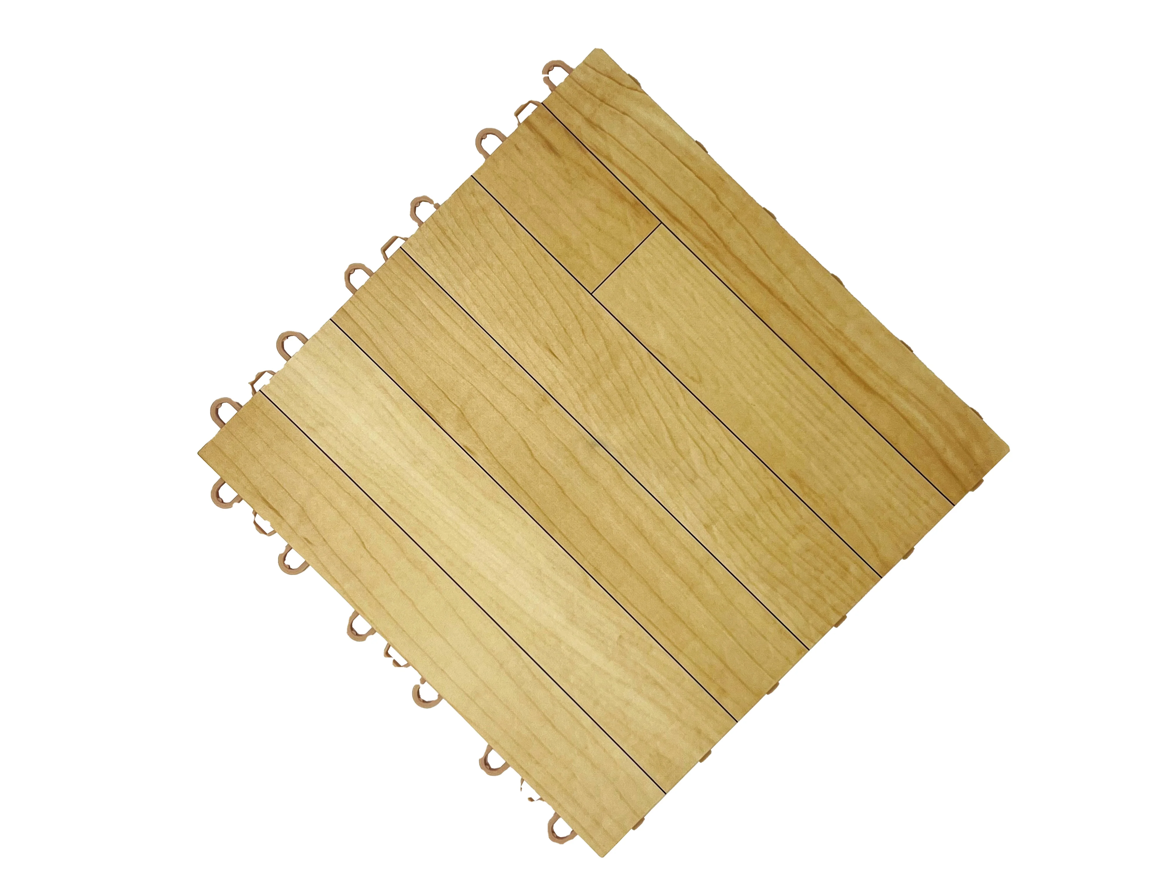 Wanhe Private design high quality 12 in. W x 12 in. Light  Maple wood like basketball court flooring