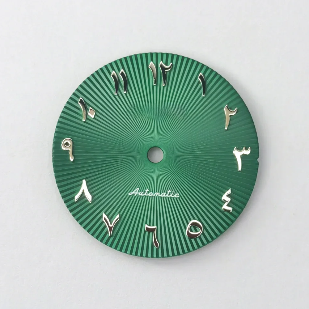 Customized New Product Arabic Dial Nh35 Nh36 No Luminous S Dial 28.5mm Ice Blue White Green Watch Part Convex Corrugated Face