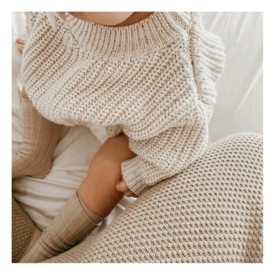 Custom Winter Newborn Baby Sweater Toddler Boy Knit Oversized 100% Cotton Knitted Jumper Kids Girls Sweater Pullover Clothes
