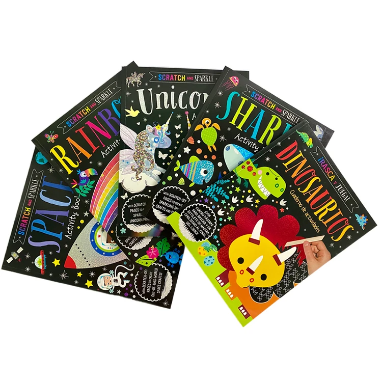Custom Creative Children DIY Rainbow Color Painting Magic Scratch off Book