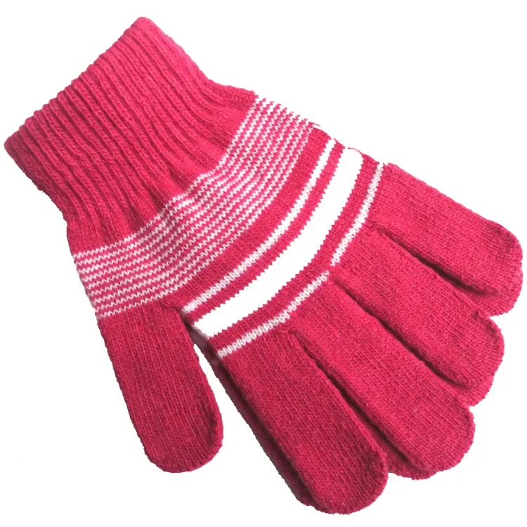 Fashion Warm Magic Adult Custom Knit Acrylic Unisex Men Women Striped Kids Winter Gloves