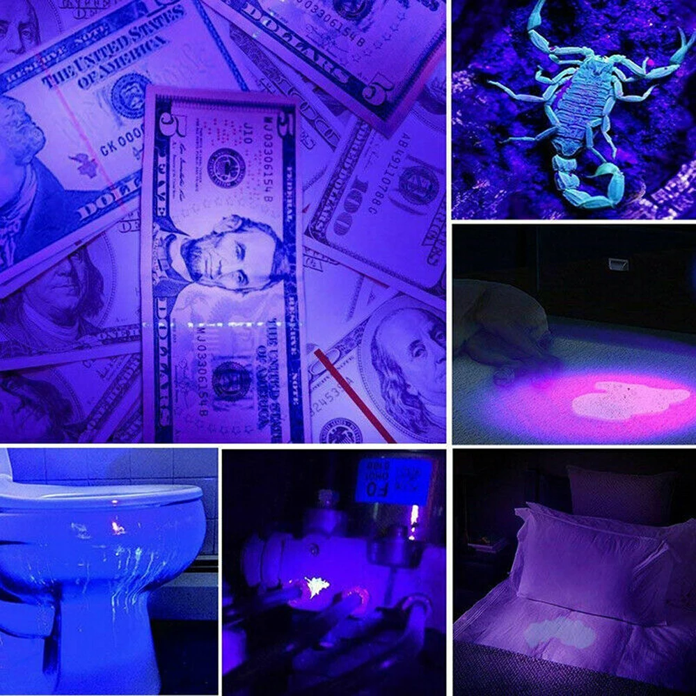 Currency Detector UV flashlight UV light 9LED Aluminum Pocke Ultraviolet Blacklight 395nm find scorpion Urine & Bodily