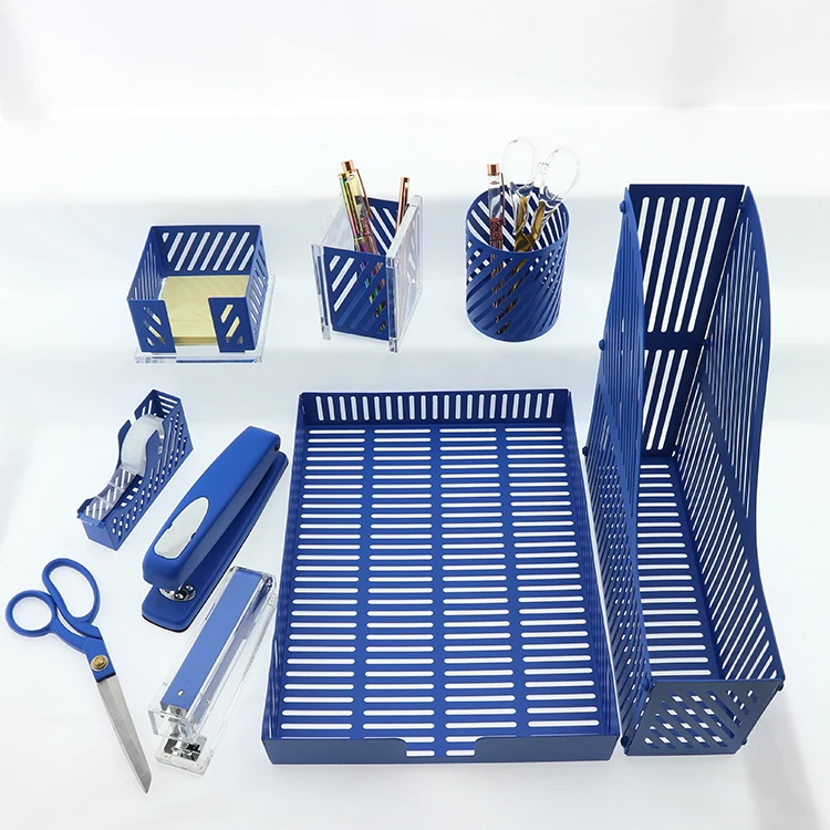 Stationery Set Office Desk Organizers Pen Holder A4 Letter Size Tray Manual Stapler Tape Dispenser Staples Remover