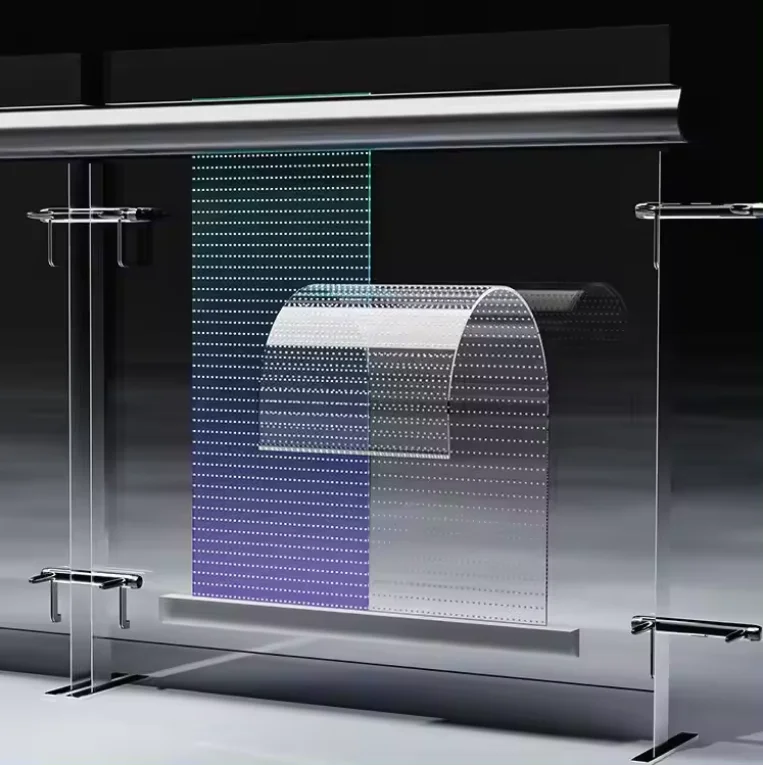 Yake Led P4 P6 P8 P10 Flexible Adhesive LED Transparent Film Screen On Glass Video Wall Clear Super Thin LED Film Display