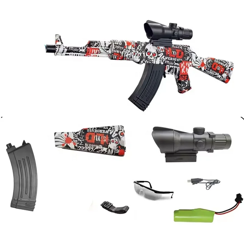 Electric AK Safe Splatter Blaster Toy Gun Soft Bullet Kids Education AK 47 Model splat Blaster Gun For Christmas Guft