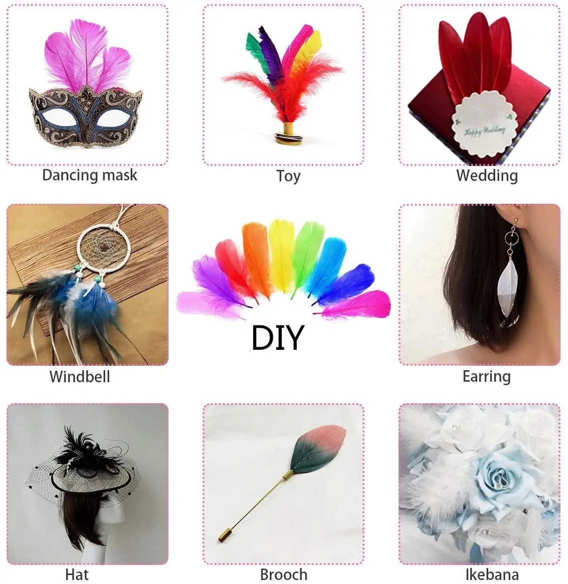 12 Pcs 6 Inches Colorful Small Goose Fluffy Feathers Decor Feather for DIY Craft Clothing Wedding Home Party Decorations