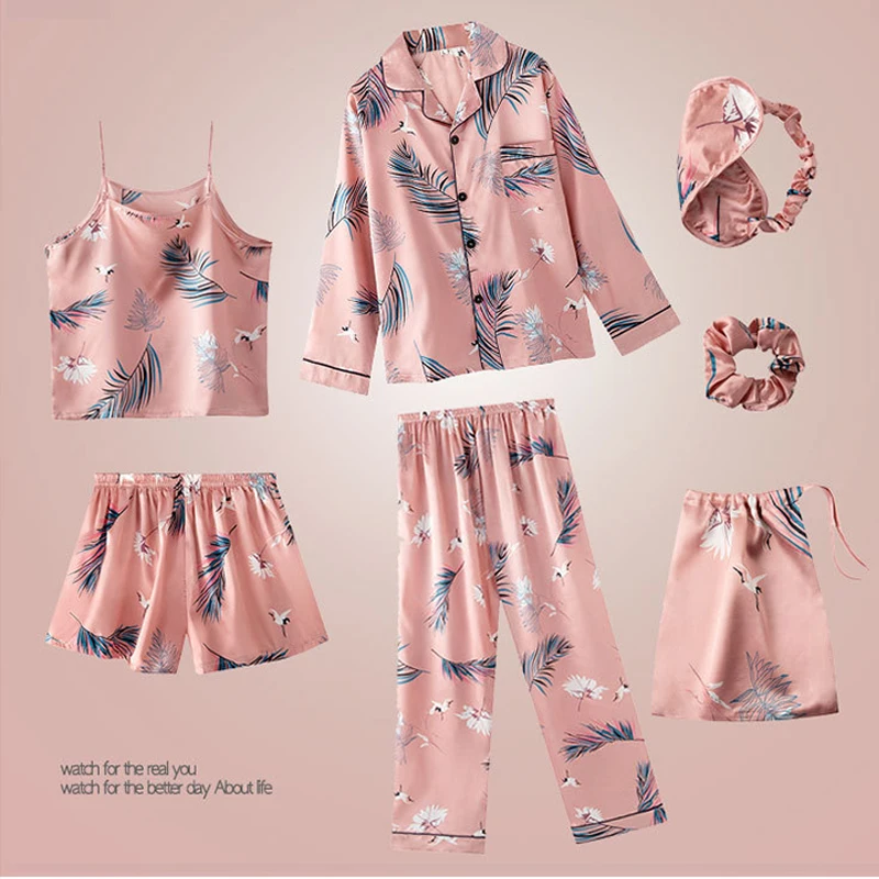 Able Baju Tidur Daster Pijama Feminino Grandes Tailles Pyjama Lounge Wear Satin Pajamas Sleep Wear Set Night Suit For Ladies