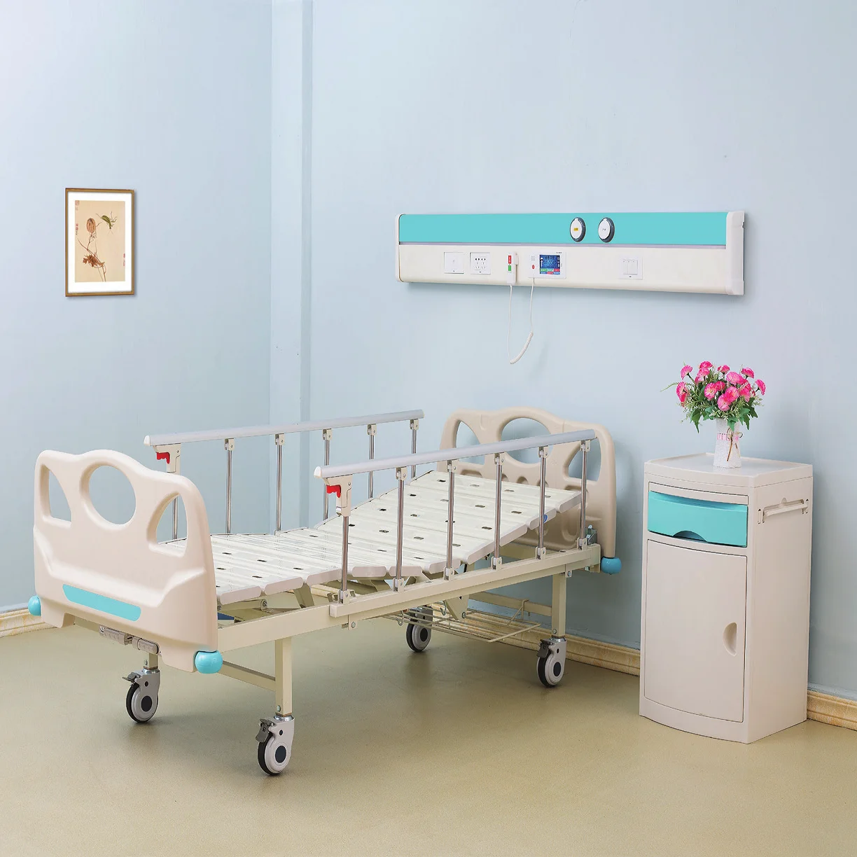 Hospital Furniture Clinic Patient Bed Two Function ICU Medical Nursing Care Bed 2 Crank Manual Hospital Bed For Patient