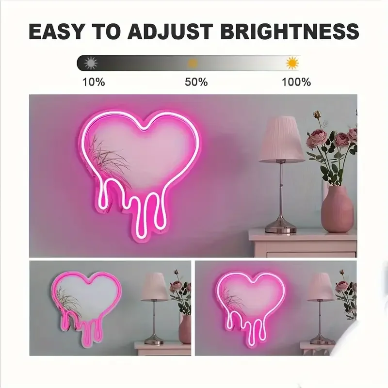 Rebow Free Design Silicone Acrylic Custom Neon Name Sign Logo Pink Love For Wedding Anniversary