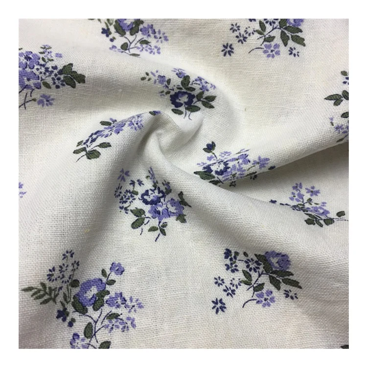 Factory Directly Wholesale Breathable Sweat Absorbing 55-56 Inches Printed Linen Cotton Fabric