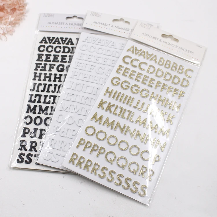 Custom Glitter Alphabet letters sticker Sheets for Scrapbook