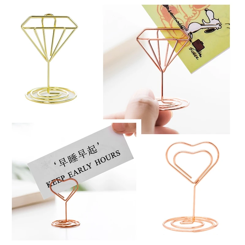Bverionant AliExpress лидер продаж держатель для заметок металлическая подставка фотографий в форме сердца визитных