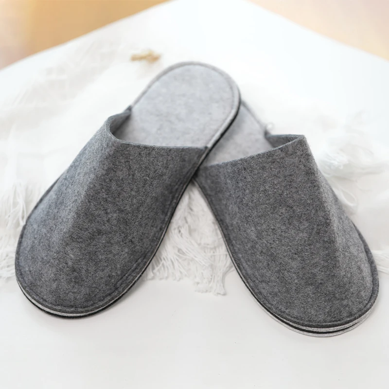 Factory cheap non-woven hotel felt slipper gray white blue in stock