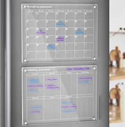 Custom Magnetic Monthly Acrylic Dry Erase Calendar Personalized Planner Lucite plexiglass Fridge Calendar for fridge