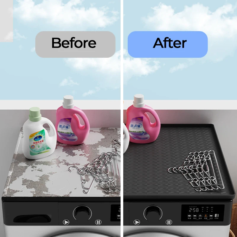 Anti-Slip Dust-Proof Waterproof Laundry Room Silicone Washing Machine Protector Mat Pad Washer and Dryer Top Covers