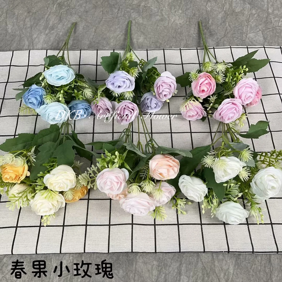 DKB low price wholesale Premium  wedding flowers 4 head fa ke silk dried rose artificial flowers