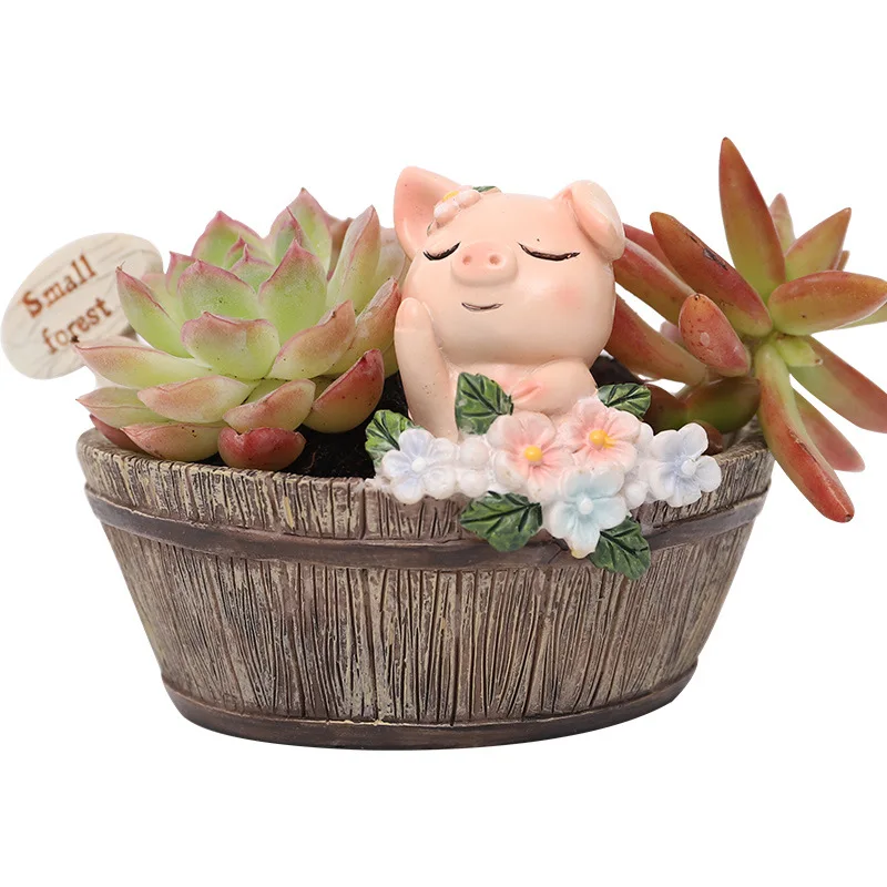 Wholesale Rural Succulent Resin Flowerpot Creative Desktop Gardening Potted Succulent Small Flowerpot Garden Balcony