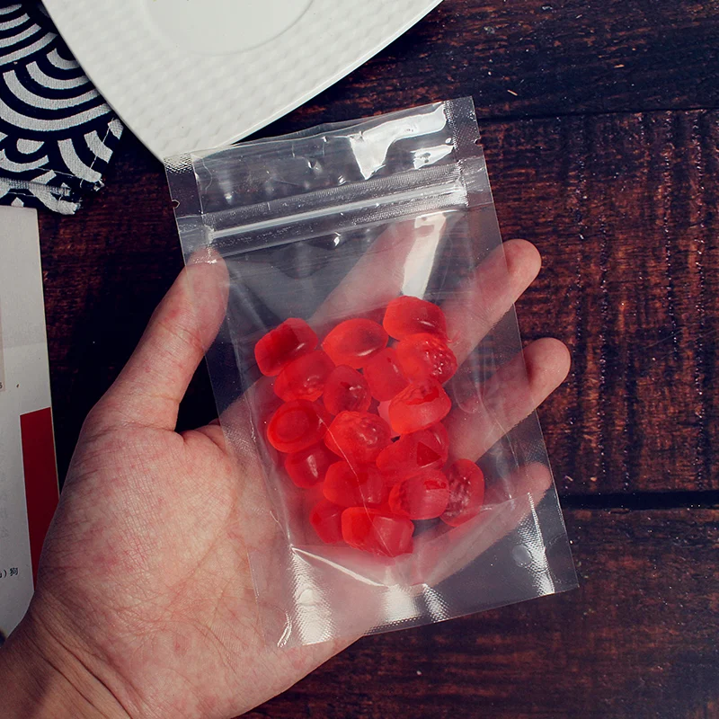 100 pcs Full Clear Stand Up Pouch with Zip Lock Resealable Bag