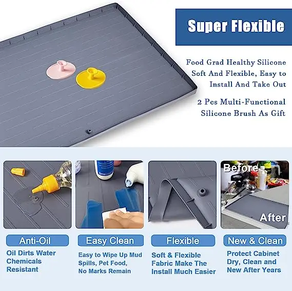 Refine Factory Silicone Sink Mat Multifunctional Cushion Workpad for Kitchen Bathroom Sink Storage Rack PC Material