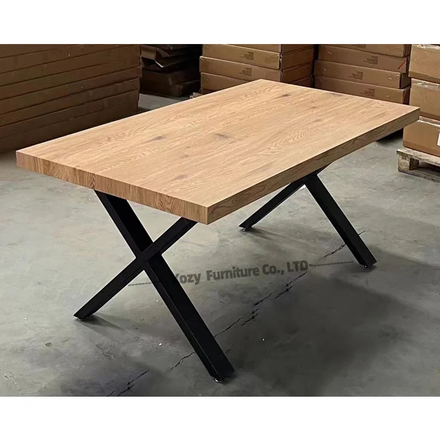 Metal (Stainless steel/iron) legs material size 160*90 firm top dining table mdf board