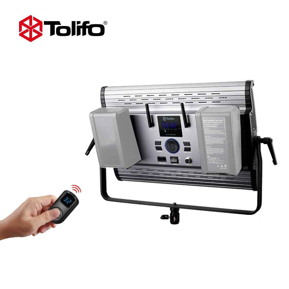 Tolifo aluminum alloy professional panel video studio lighting with rechargeable battery DMX and LED display for photography